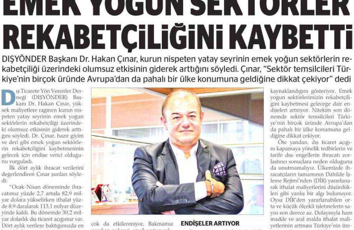 Dışyönder Yönetim Kurulu Başkanımız Dr. Hakan Çınar’ın basında çıkan demeçleri