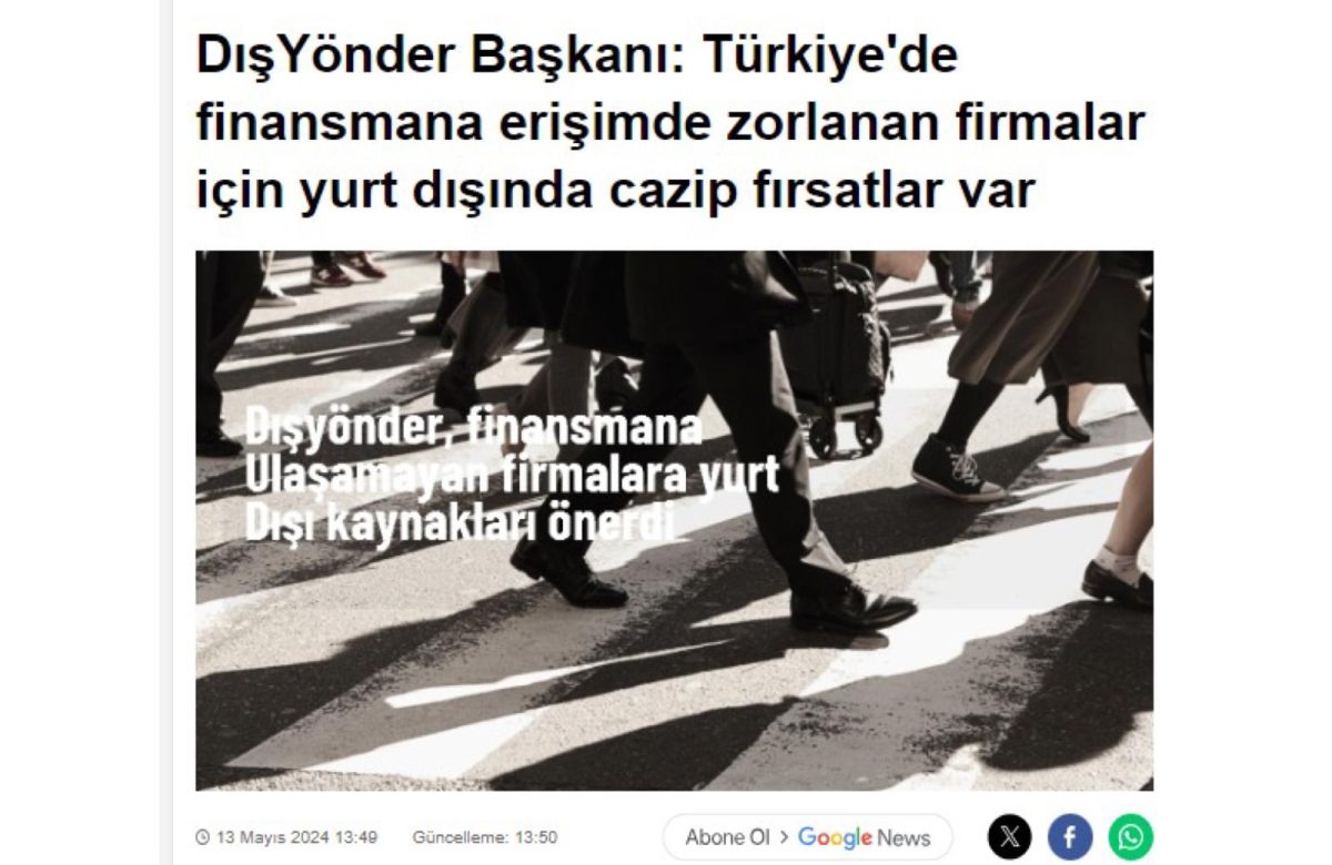 Dışyönder Yönetim Kurulu Başkanımız Dr. Hakan Çınar’ın basında çıkan demeçleri