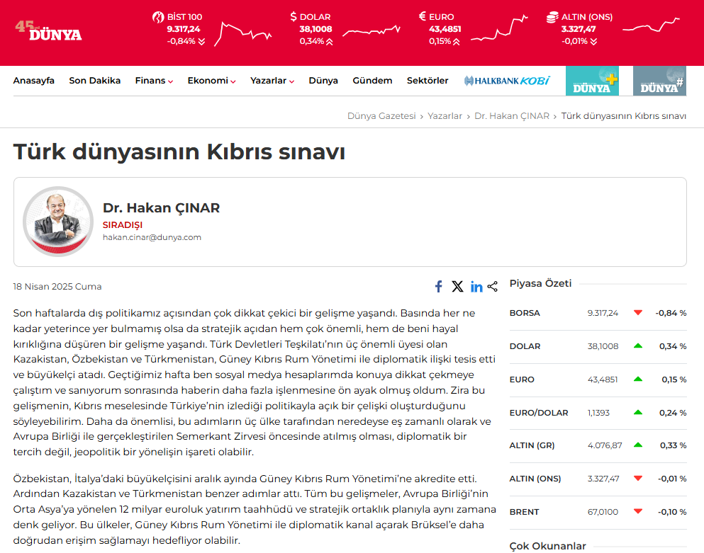 TÜRK DÜNYASINJIN KIBRIS SINAVI 